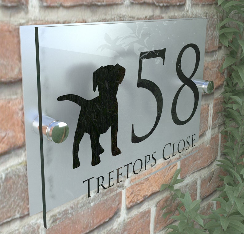 Modern Decorative Dog Puppy Contemporary Property Number Door