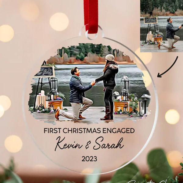 Engagement Gifts, Christmas Ornaments，Personalized Our First Christmas Engaged Ornament