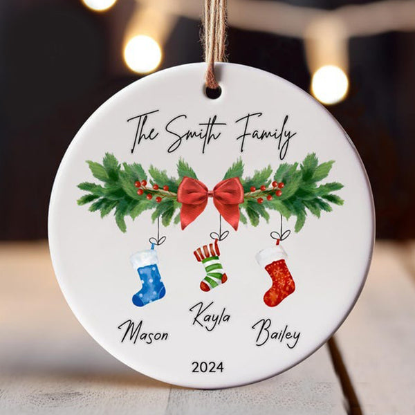 Personalized Family of 4 Ornament, Custom Family Stocking Ornament