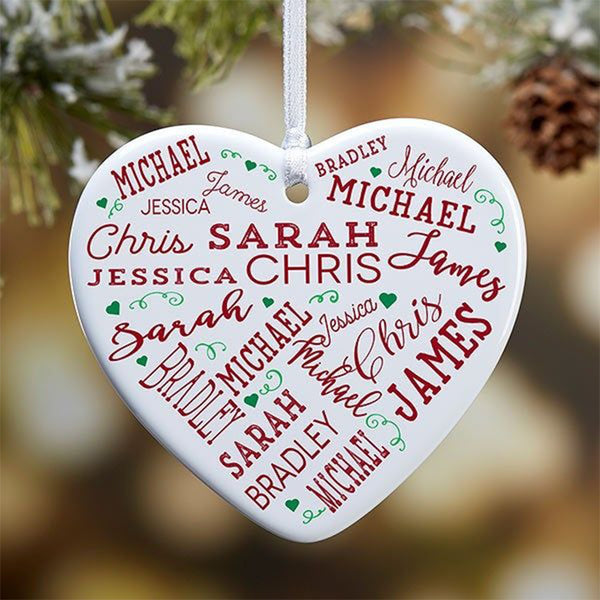 Merry Christmas Ornament Gift Personalized names Family Christmas Ornament