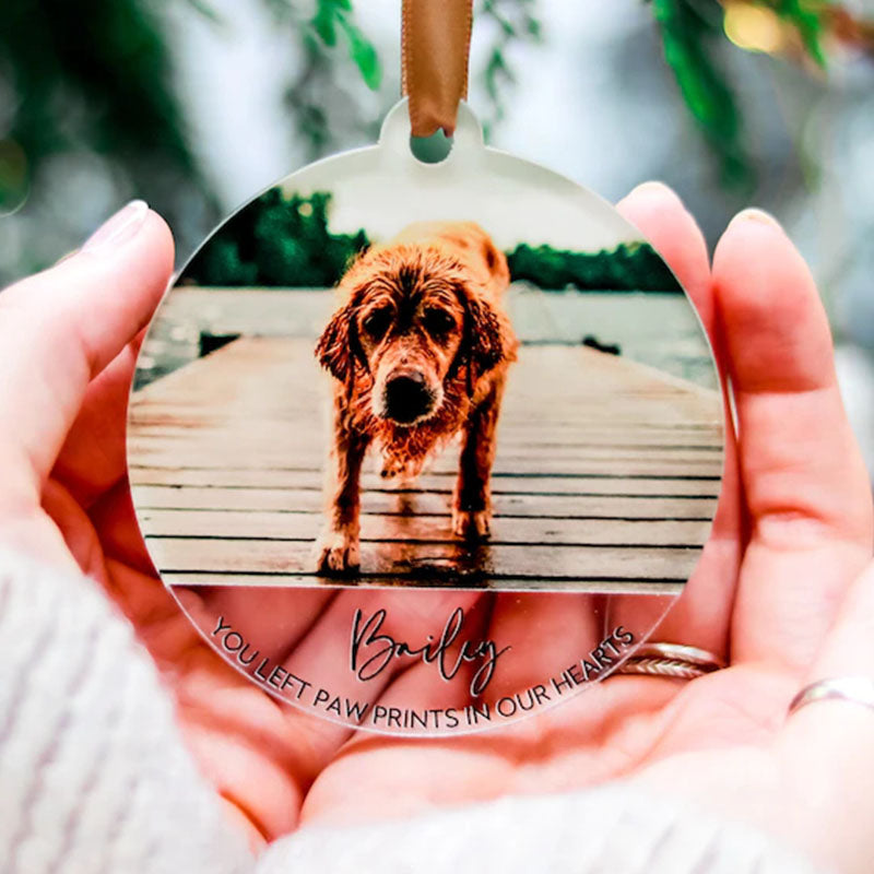 Photo Ornaments, Dog Lovers Memorial Gift, Custom Pet Memorial Ornament