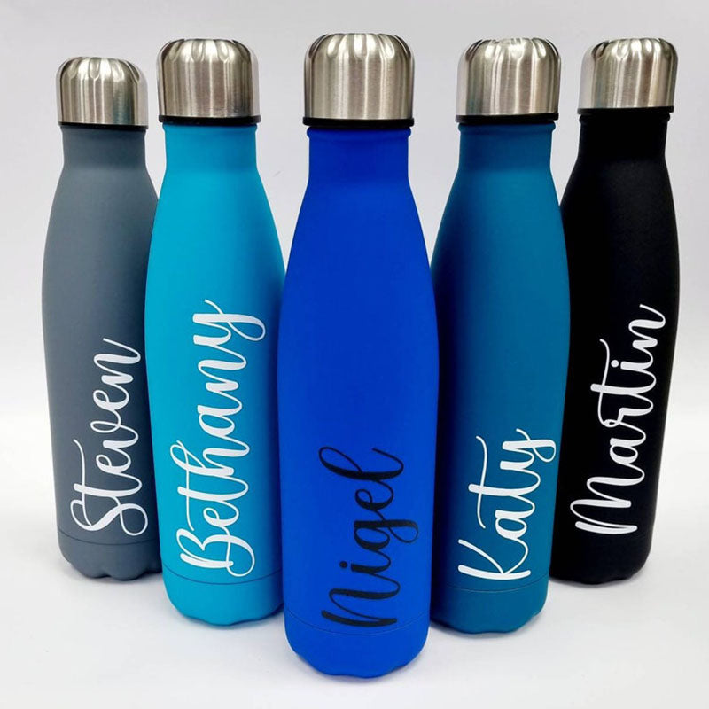 Personalised Drink Bottle 500ml -Personalised, Matt Metal Water Bottle