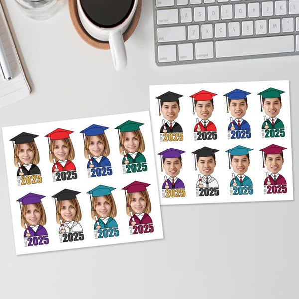 Graduation Cupcake Toppers with Photo, Class of 2025 Cupcake Toppers