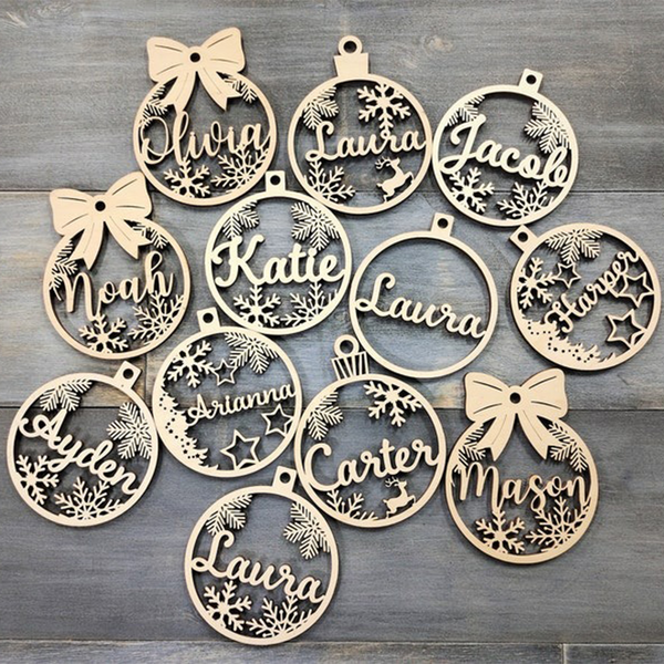 Custom CHRISTMAS tree baubles Christmas tree decor personalized ornament laser cut names