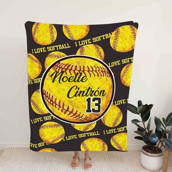 Personalized Name Blanket, Softball Blanket, Baseball Blanket, Family Blanket, Gift Blanket