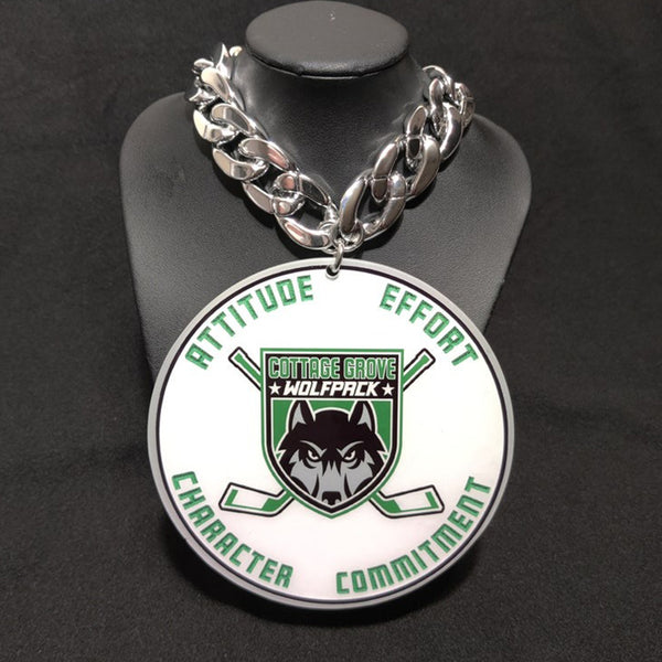 Customizable Medallion Champ Chain Trophy w/ 30in adjustable Bling chain