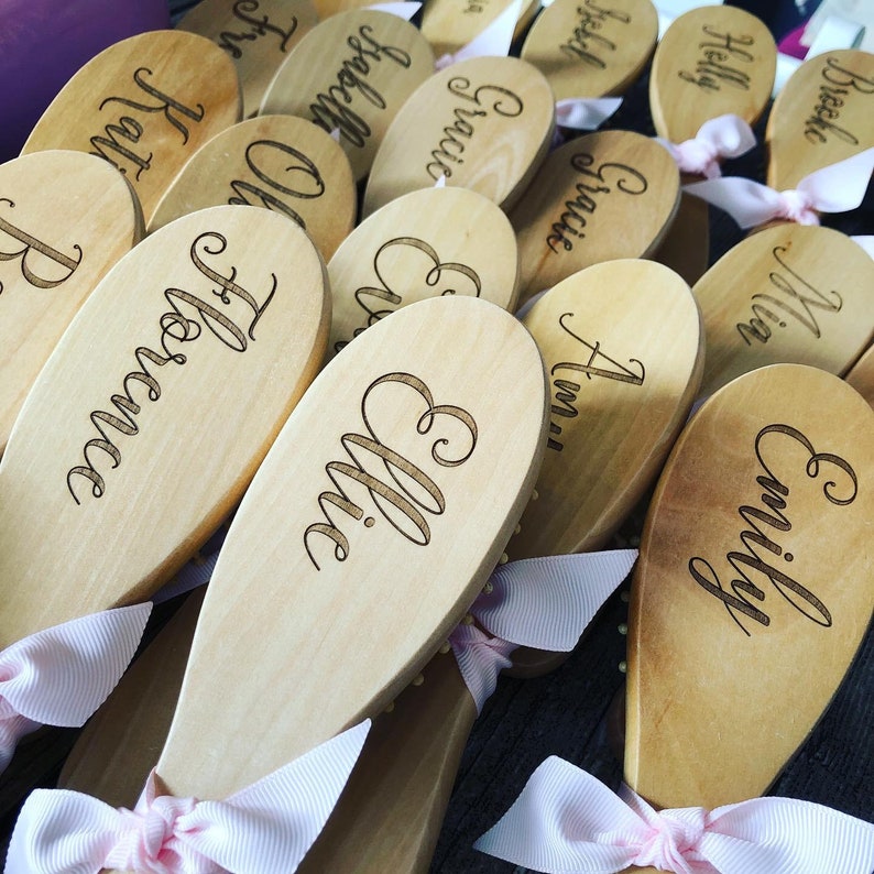 Engraved personalised wooden hairbrush