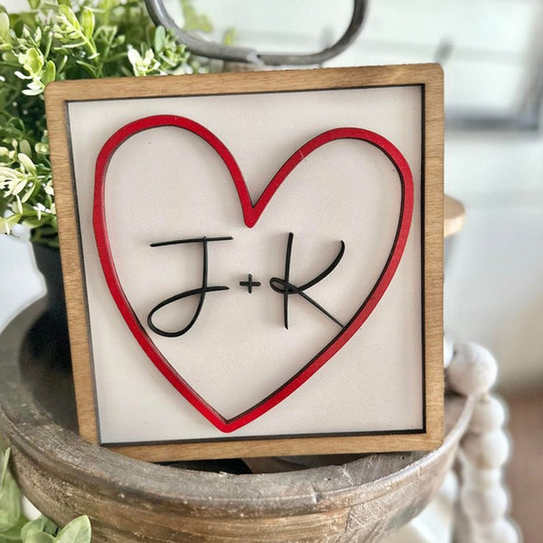 Personalized Initials Heart Sign - Valentines Heart with initials