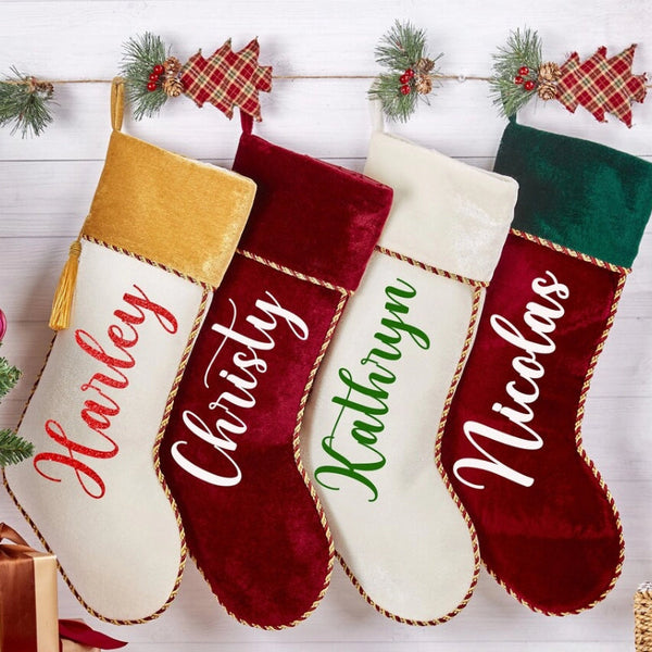 Personalized Velvet Stocking,Custom Christmas Stockings,Mongrammed Stocking