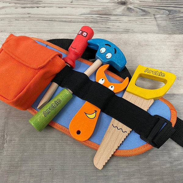 Personalised Wooden Multicoloured Tool Belt Builders'Belt Wooden Toy