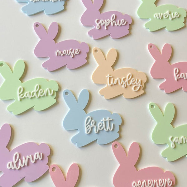 Easter Basket Tags, Acrylic Easter Tags, Custom Name Basket Tags, Personalized Bunny Tags