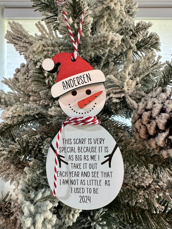 Personalized Snowman Height Ornament Keepsake