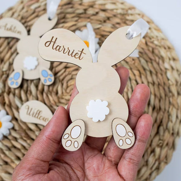 Personalised Easter Bunny Basket Gift Tag Name Tag