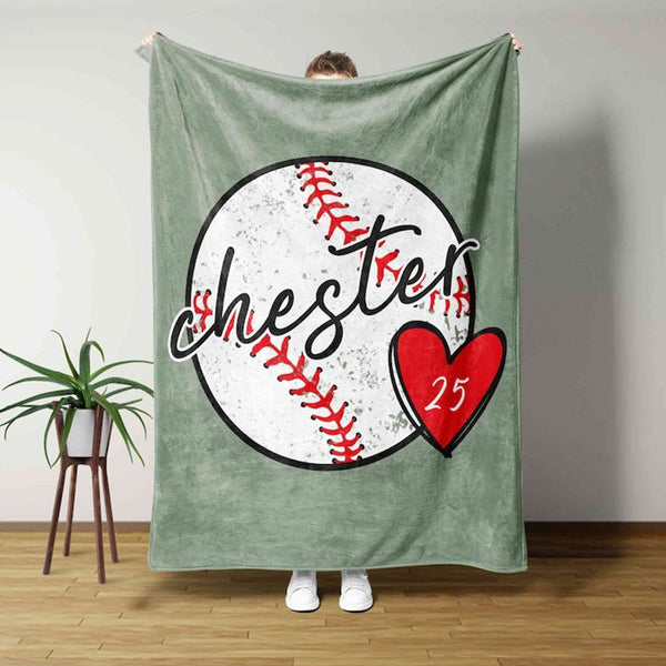 Personalized Name Baseball Softball Blanket