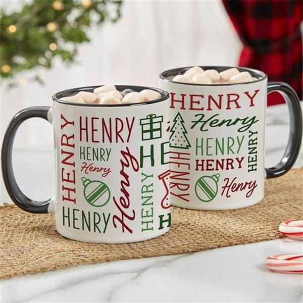 Holiday Repeating Name Personalized Coffee Mug