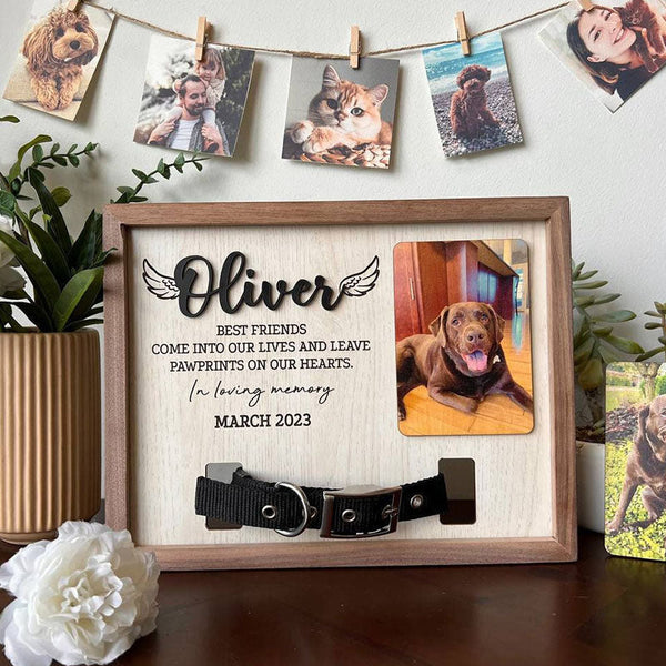 Memorial Pet Collar Sign, Loss of Dog, Puppy Memorial Wood Frame With Collar Holder, Dog Memorial Gifts, Pet Loss Gifts