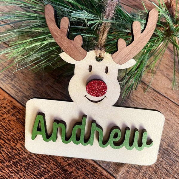 Christmas Wooden Personalized Ornament|Reindeer Ornament| Gift Ornament|Stocking Tags