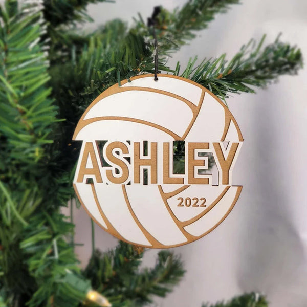 Personalized Volleyball Wooden Christmas Ornament