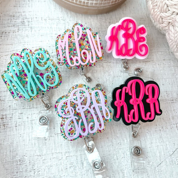 Badge Reel, Nurse Badge Reel, Teacher Badge Reel, Monogram