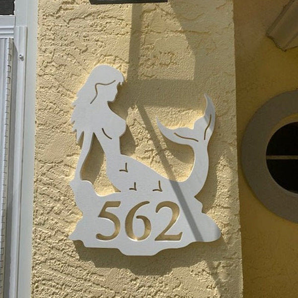 House Number Plaque , Personalized Sign, Outdoor Decor, Coastal Themed Custom Sign