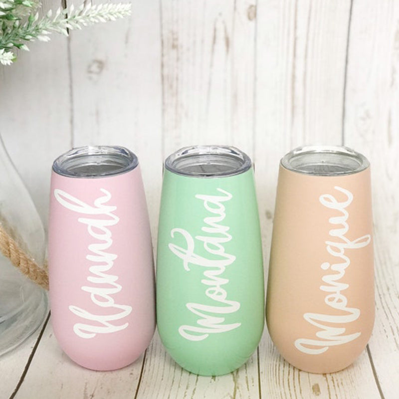 New Pastel Colour Insulated 6oz Wine Tumbler Cup/ Bridal Gift Cups/ Gifts for Bridesmaids/Bride To Be