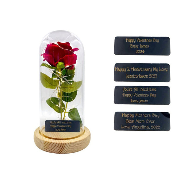 Personalized Galaxy Rose in Glass Dome with LED Light, Valentine's Day Gift