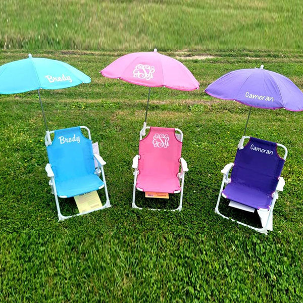 Monogrammed Kid's Beach Chair w/ umbrella