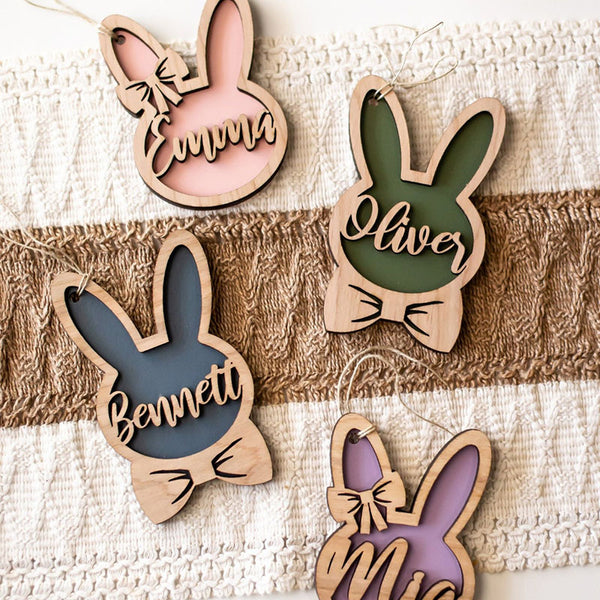 Personalized Bunny Easter Basket Tag Custom Easter Place Card Name