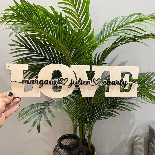 Personalized wooden word LOVE,FAMILY, MOM ,MAMIE engraved in wood