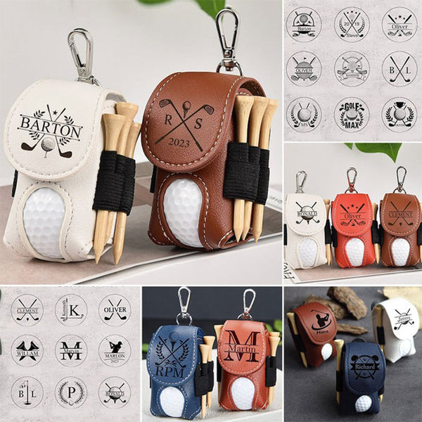 Leather Personalized Golf Ball Bag-Golf Ball And Tees Holder-Golf Holder-Accessories