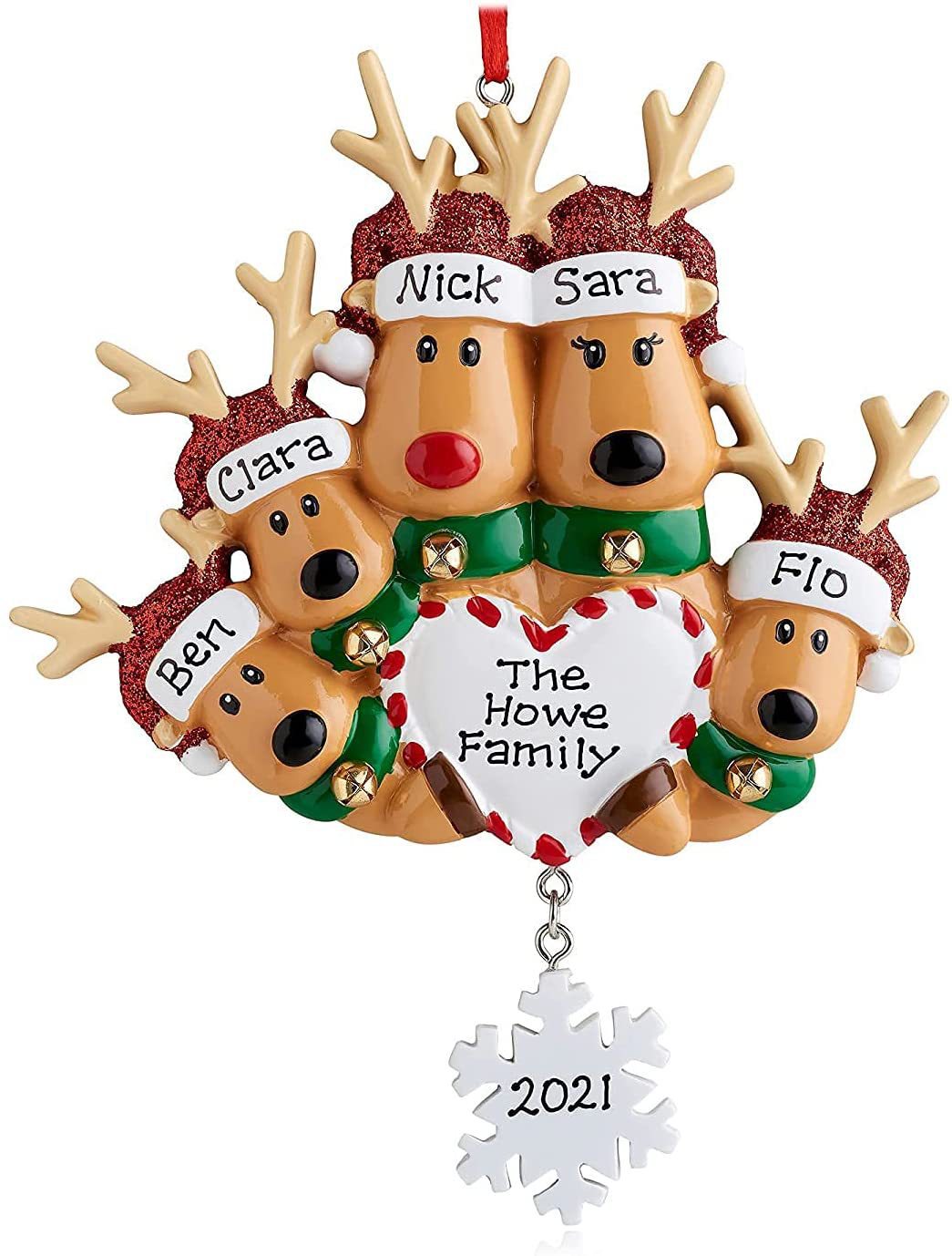 Personalized Love Reindeer Family Christmas Ornament Custom Handwritten Names