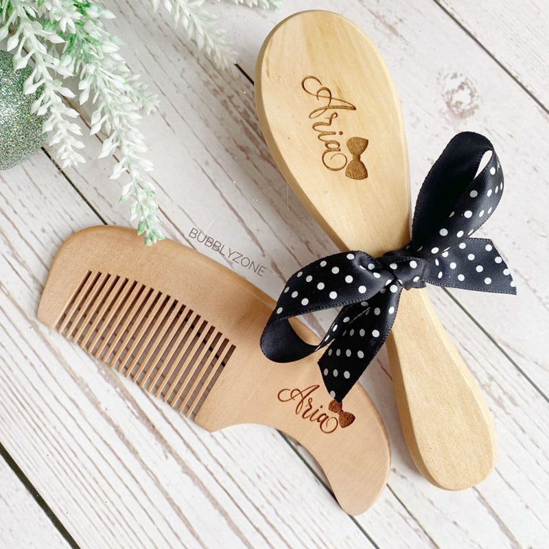 Personalised Baby Hair Brush and Comb Set/ Newborn Gifts/ Baby Keepsake/ Baby Wooden Brush