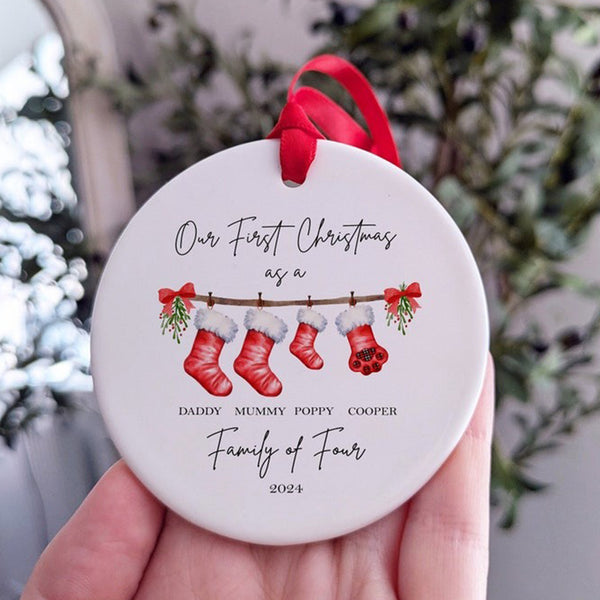 Personalised First Christmas as a Family, Baby First Christmas Tree Ornament