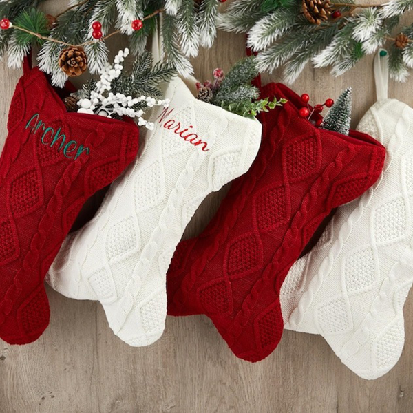 Personalized Dog Bone Christmas Stockings with Name