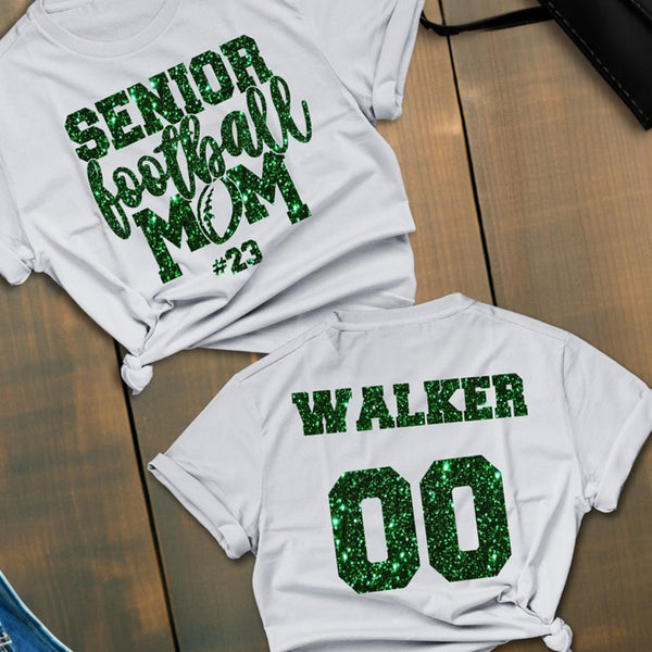 Senior Football Mom Shirt Custom | Glitter Football Mom tshirt