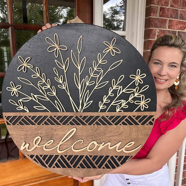 Wooden Welcome Door Hanger | Front Door Decor