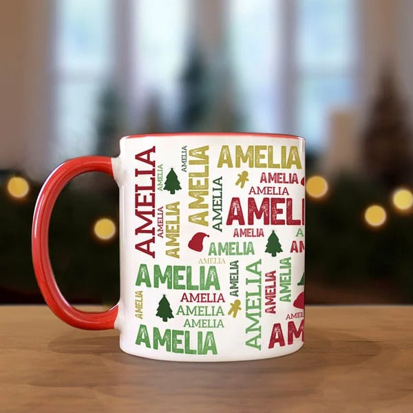 Personalized Christmas Word Cloud Mug with Name  Christmas Gift for Family Friend