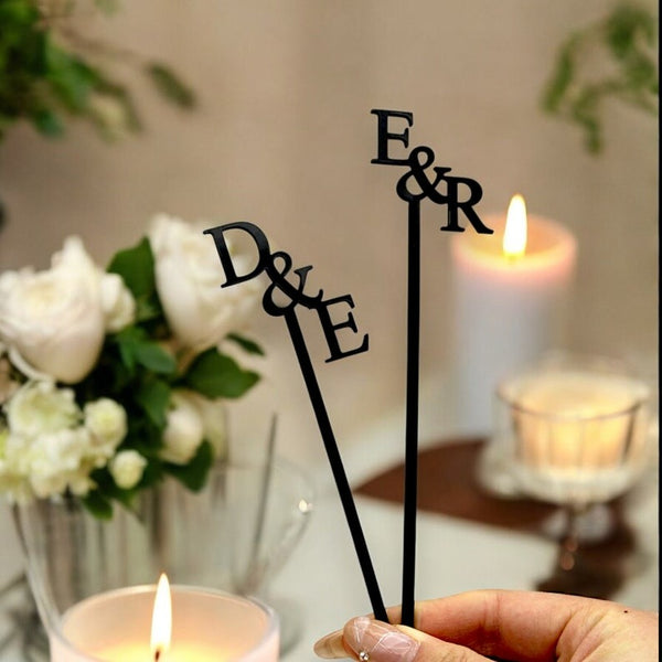 Personalized Drink Stirrers, Wedding Stir Sticks, Custom Initial Cocktail Stirrers