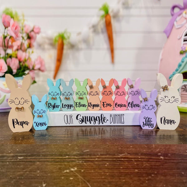 Personalized Easter Bunny Block - Chunky Wooden Easter Bunny