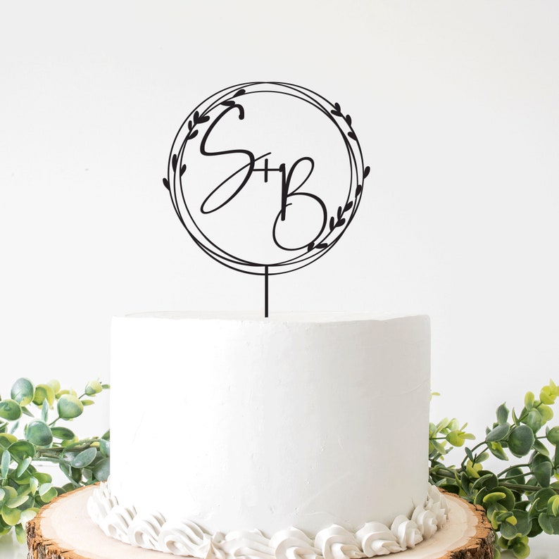 Gold monogram wedding cake topper Personalized,Custom initials cake topper,Mr and Mrs cake topper