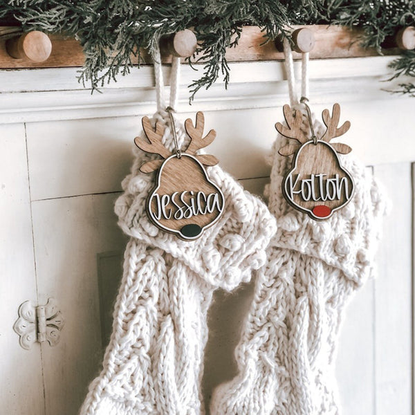 Personalized Christmas Decor Stocking Tags / REINDEER Tags