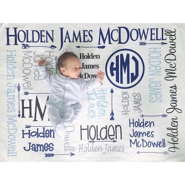 Personalized Boy Blanket - Monogram Boy Blanket