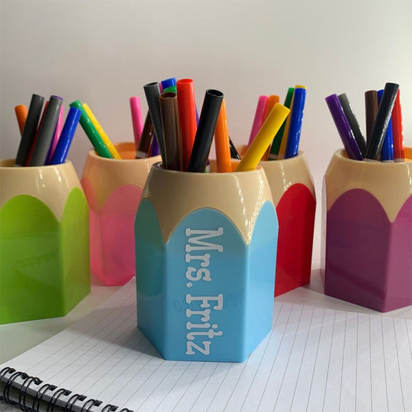 Personalized pencil holder for desk decor for classroom teacher