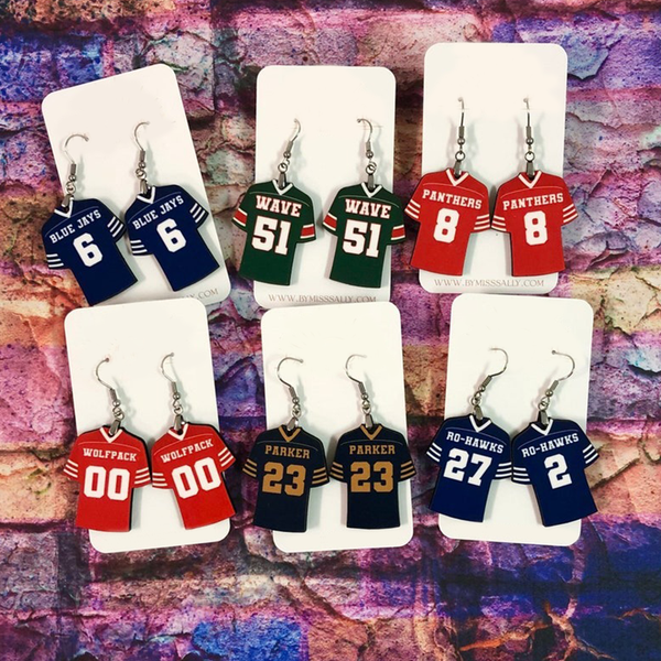 Football Jersey Earrings, Football Team Color Earrings