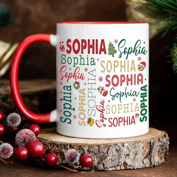 Personalized Name Word Art Mug, Christmas Mug