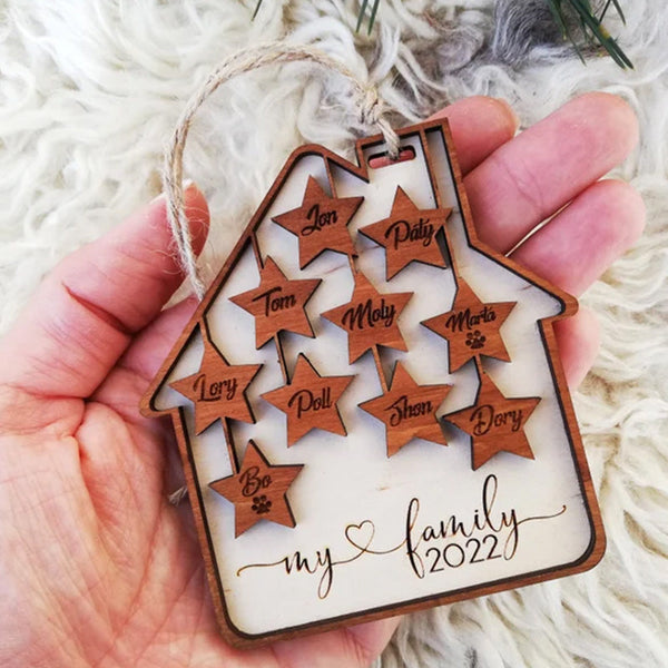 Personalized Christmas tree decor, Holiday wood ornament, Custom House