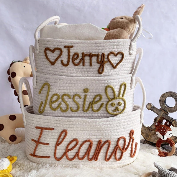 Cotton Woven Rope Personalized Baskets Customized Baby Shower Gift Package Boxes Baskets