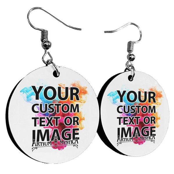 Custom Personalized Round Earrings Circle Dangle Gift