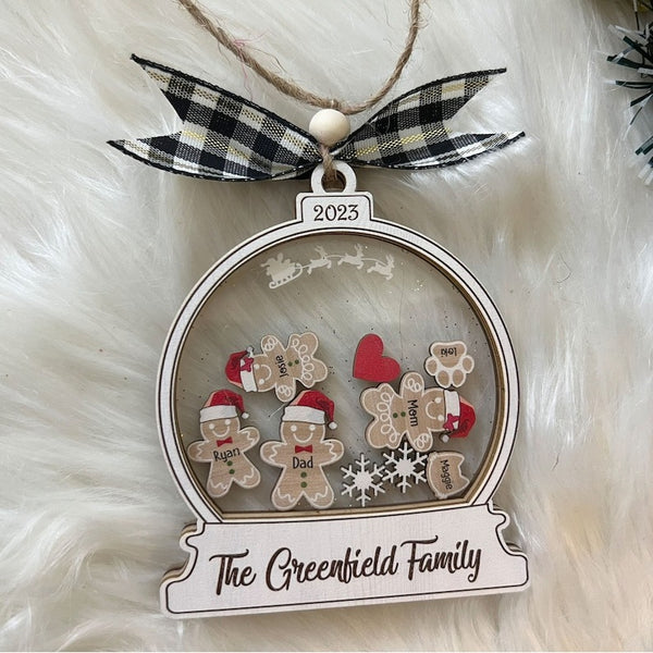 Personalized Gingerbread With Hat Family Christmas Ornament, Custom Family Ornament 2024, 4D Customized Cookie Ornament Gift for Christmas