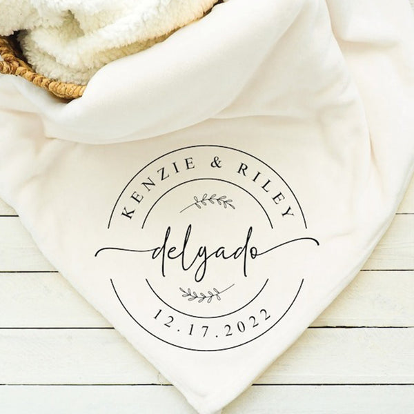 Personalized White Fleece Throw Blanket Unique Wedding Gift for Couple